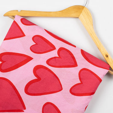 Hand Block Heart Shape Print Cotton Fabric