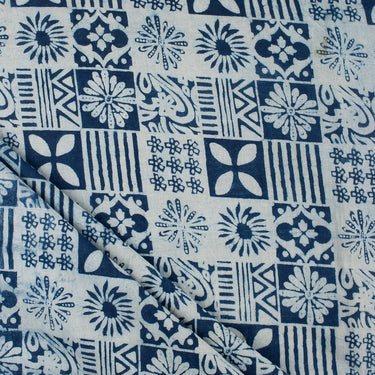 Hand Block Indigo Blue Fabric For Kurti