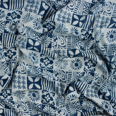 Hand Block Indigo Blue Fabric For Kurti