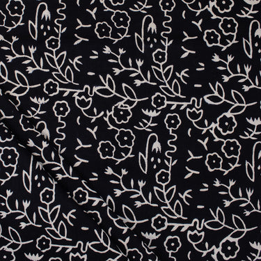 Hand Block Print Cotton Black and White Fabric