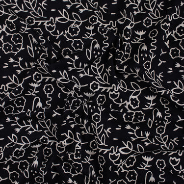 Hand Block Print Cotton Black and White Fabric