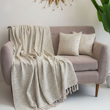 Hand Block Print Cotton Throw with Cushion Cover for Unique Gifts for Women
