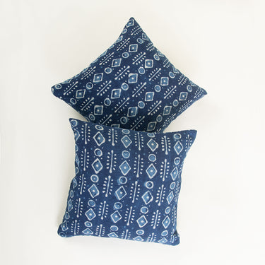 Hand Block Print Indigo Canvas Cushion Cover