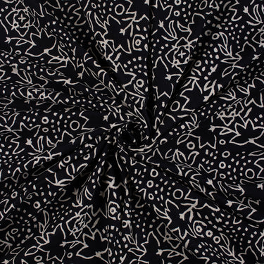 Hand Block Printed Cotton Black And White Fabric
