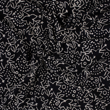 Hand Block Printed Cotton Black And White Fabric