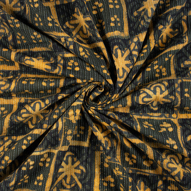 Hand Block Printed Dabu Indian Kantha Fabric