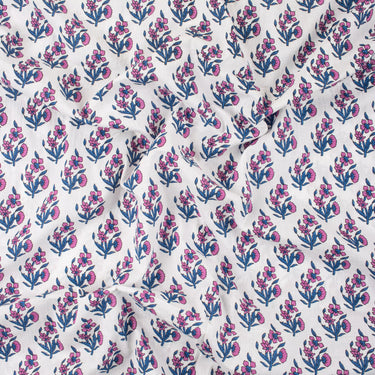 Hand Block Printed Floral Cotton Running Fabric