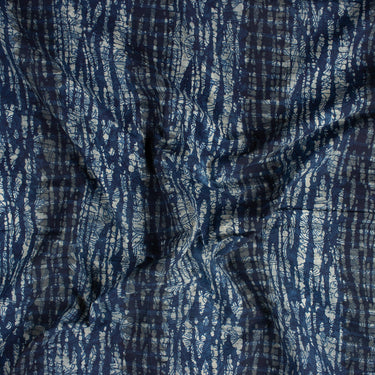 Hand Block Printed Indigo Fabric for Kurti - DMAASA