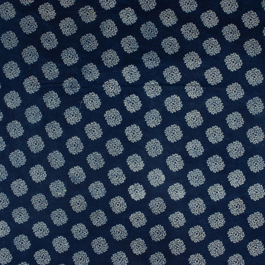 Hand Block Printed Indigo Fabric for Men's Clothing