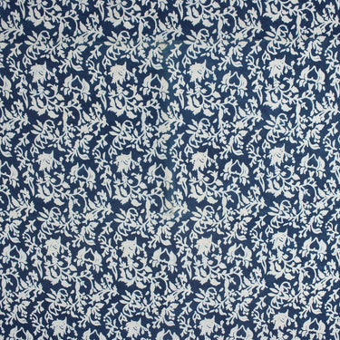 Hand Block Printed Indigo Fabric for Women's Clothing