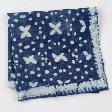 Hand Block Printed Indigo Floral Neck Bandana for Unisex