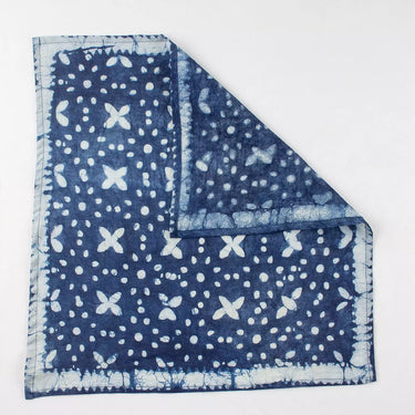 Hand Block Printed Indigo Floral Neck Bandana for Unisex