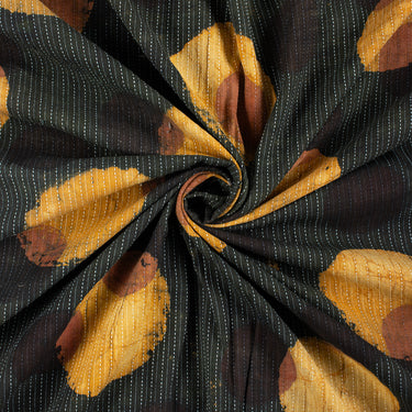 Hand Block Printed Polka Dots Dabu Kantha Cotton Fabric