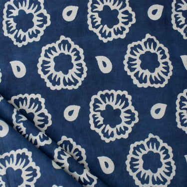 Hand Printed Indigo Pure Cotton Fabric
