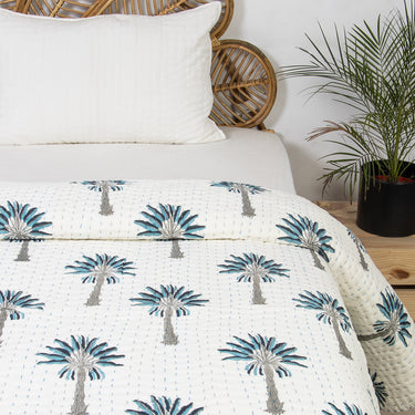 Handcrafted Palm Print Kantha Quilts