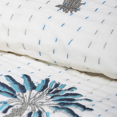 Handcrafted Palm Print Kantha Quilts