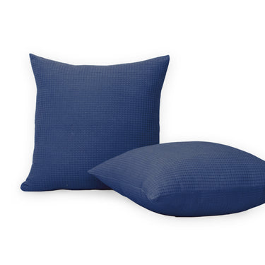 Handmade Blue Cotton Waffle Cushion Cover