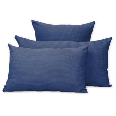Handmade Blue Cotton Waffle Cushion Cover