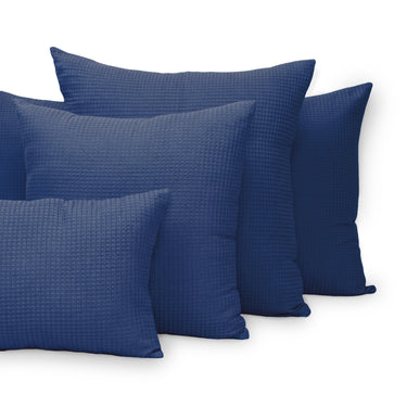 Handmade Blue Cotton Waffle Cushion Cover