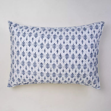 Handmade Blue Vintage Kantha Quilted Cotton Pillow Cover