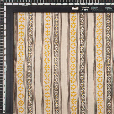 Handmade Brown Stripe Dabu Printed 100% Cotton Fabric