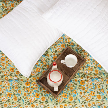 Handmade Organic Cotton Embroidered Kantha Quilt