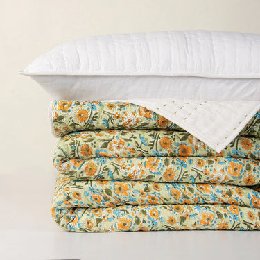 Handmade Organic Cotton Embroidered Kantha Quilt