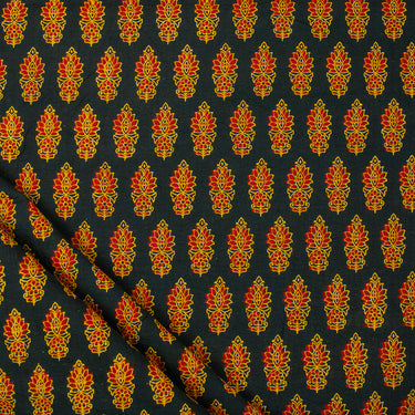 Handmade Floral Block Printed Pure Cotton Fabric Ajrak Material Online