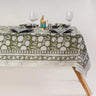 Handmade Green Floral Print Cotton Table Cover Design