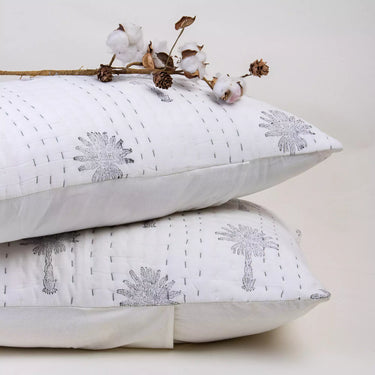 Handmade Hand Block Print Cotton Kantha Quilted Pillow Cover