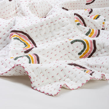 Handmade Indian Kantha Quilt Organic Cotton