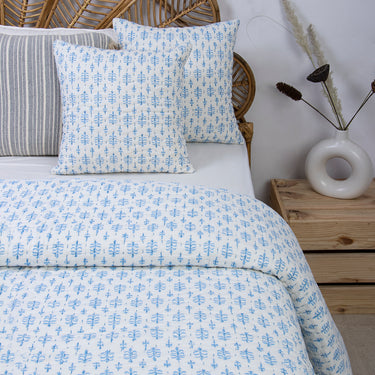Handmade Kantha Quilt Leaf Print Soft Cotton Blanket