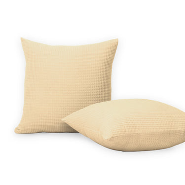 Handmade Light Yellow Cotton Waffle Cushion Cover