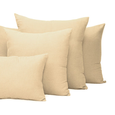 Handmade Light Yellow Cotton Waffle Cushion Cover
