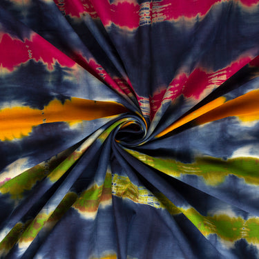 Handmade Multicolor Cotton Shibori Tie And Dye Fabric