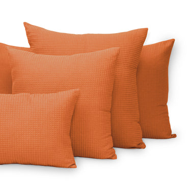 Handmade Orange Waffle Cotton Cushion Cover