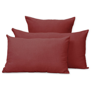 Handmade Red Cotton Waffle Pillow Covers