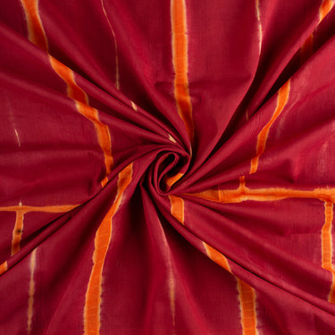 Handmade Red Tie Dye Shibori Cotton Summer Fabric