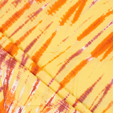 Handmade Shibori Tie And Dye Yellow Cotton Fabric For Kurti