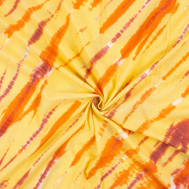 Handmade Shibori Tie And Dye Yellow Cotton Fabric For Kurti