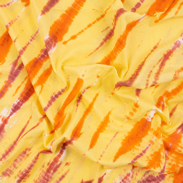 Handmade Shibori Tie And Dye Yellow Cotton Fabric For Kurti