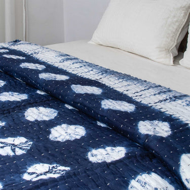 Handmade Tie Dye Organic Cotton Kantha Blanket Quilt