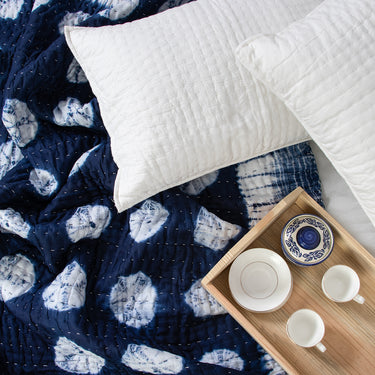 Handmade Tie Dye Organic Cotton Kantha Blanket Quilt