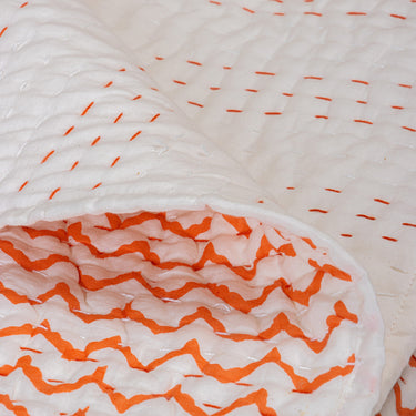 Handmade Wave Print Cotton Kantha Baby Quilt