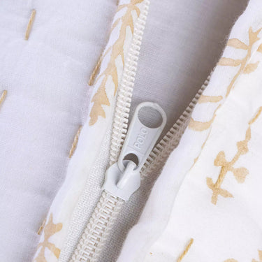 Handmade Yellow Kantha Quilted Organic Cotton Pillow Cover