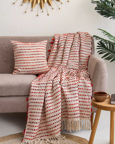 Handwoven Throw with Cushion Cover Set Gift for Women