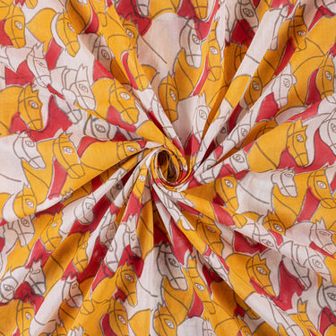 Horse Cotton Hand Block Print Fabric