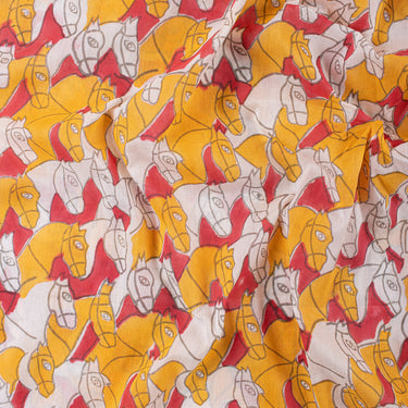 Horse Cotton Hand Block Print Fabric