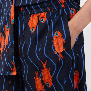 Indian Fish Hand Block Printed Co-ord Set for Women