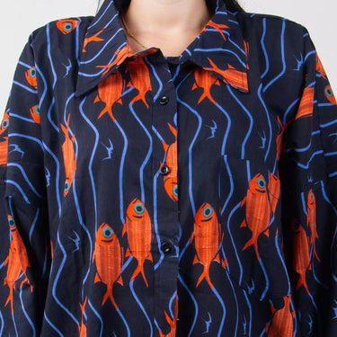 Indian Fish Hand Block Printed Co-ord Set for Women